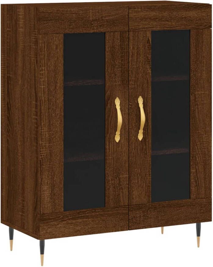 The Living Store Dressoir Classico Hout en Glas 69.5 x 34 x 90 cm Bruineiken