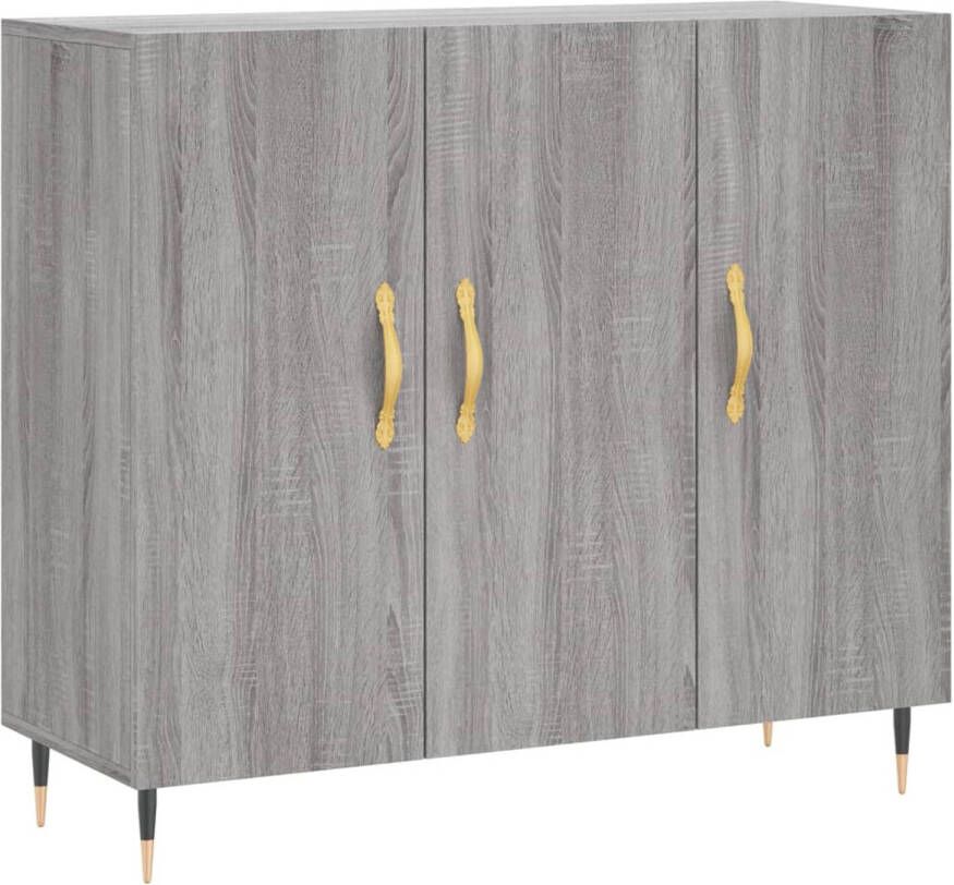 The Living Store Dressoir Dressoir Afmetingen- 90 x 34 x 80 cm Kleur- grijs sonoma eiken