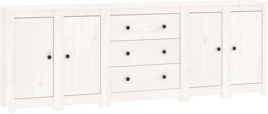 The Living Store Dressoir Dressoirs 230 x 35 x 80 cm Massief grenenhout Wit