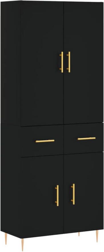 The Living Store Dressoir en Opzetkast Zwart 69.5 x 34 x 180 cm Duurzaam Hout en Metaal