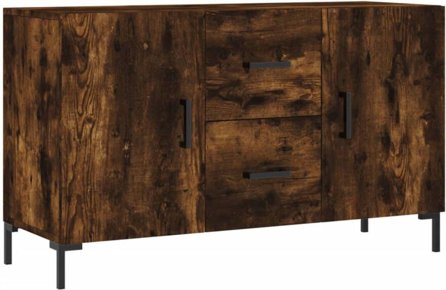 The Living Store Dressoir Gerookt eiken 100 x 36 x 60 cm Duurzaam hout Metalen poten