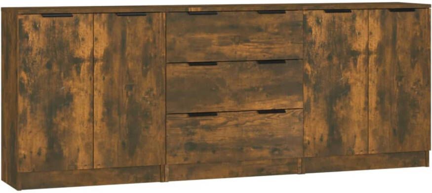 The Living Store Dressoir Gerookt Eiken 60x30x70 cm Bewerkt hout