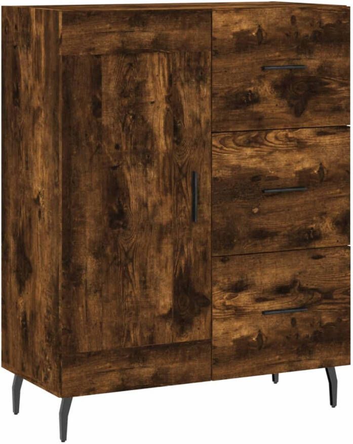 The Living Store Dressoir Gerookt eiken 69.5 x 34 x 90 cm Duurzaam hout en metaal