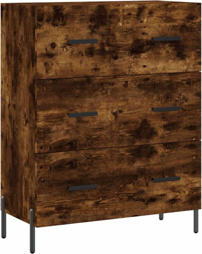 The Living Store Dressoir Gerookt eiken 69.5 x 34 x 90 cm Metalen pootjes