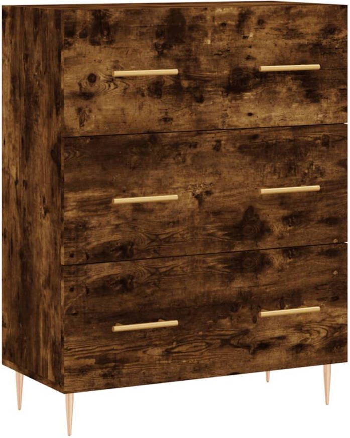 The Living Store Dressoir Gerookt Eiken 69.5 x 34 x 90 cm Stevig Hout Metalen Pootjes