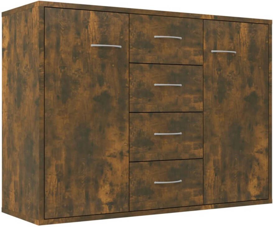 The Living Store Dressoir Gerookt Eiken 88 x 30 x 65 cm Opbergruimte Decoratief Blad