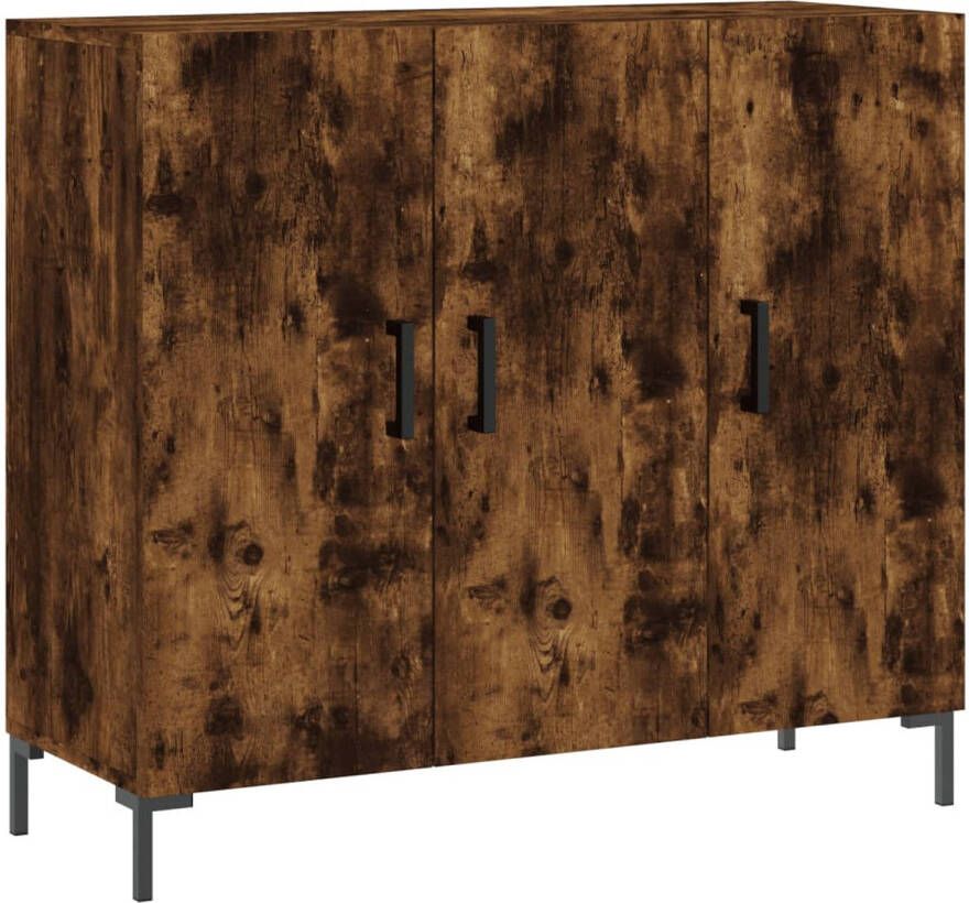 The Living Store Dressoir Gerookt eiken 90 x 34 x 80 cm Metalen poten