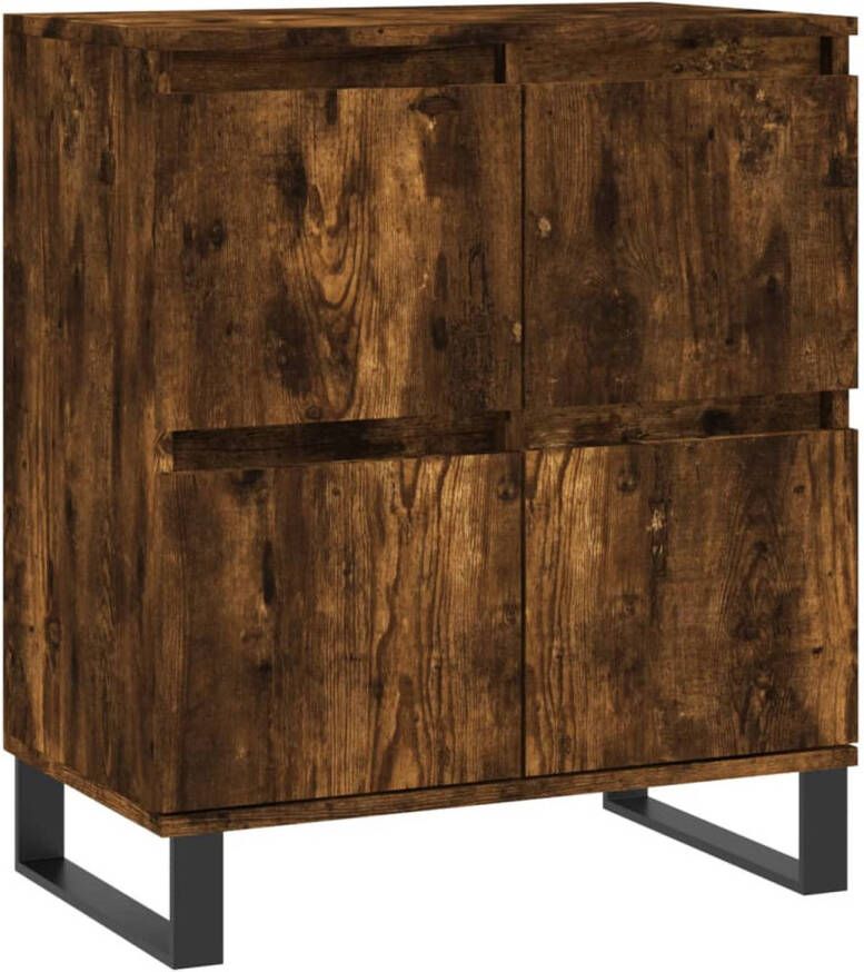 The Living Store Dressoir Gerookt Eiken Opbergkast 60x35x70cm Met Weergavefunctie IJzeren Poten