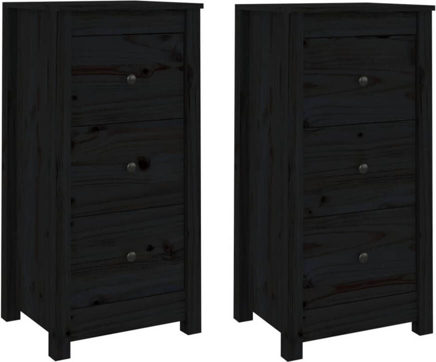 The Living Store Dressoir Grenenhout 40 x 35 x 80 cm Zwart