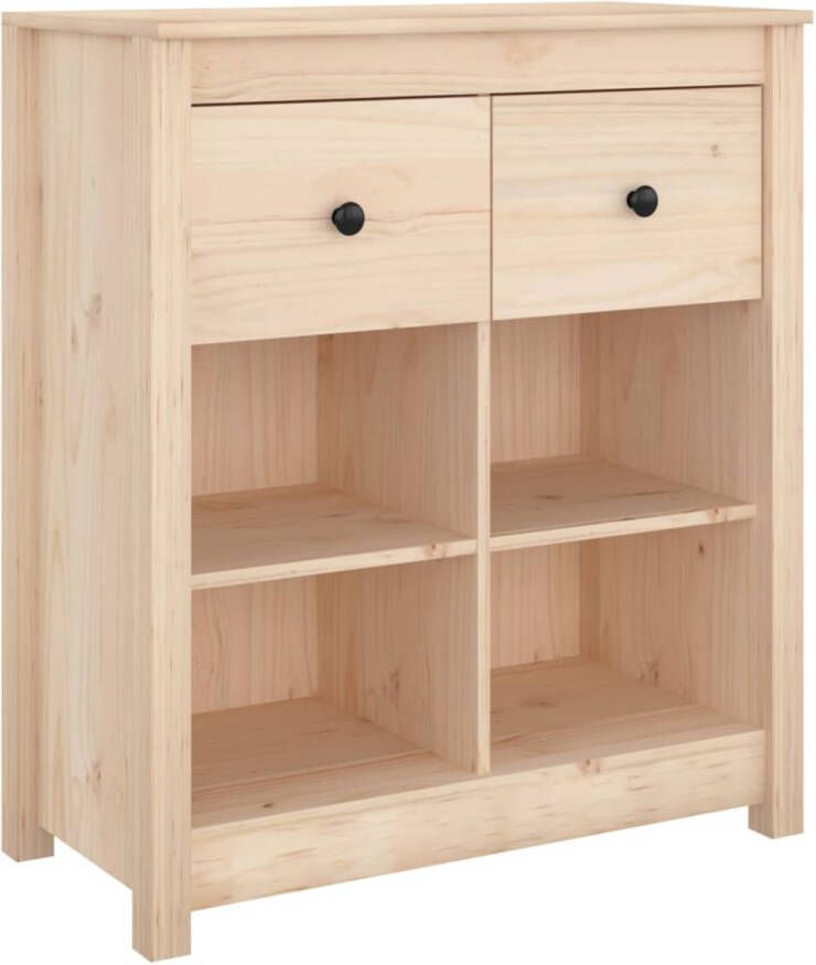 The Living Store Dressoir Grenenhout 70 x 35 x 80 cm 2 lades 4 vakken