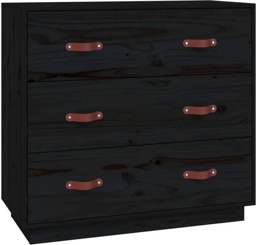 The Living Store Dressoir Grenenhout 80 x 40 x 75 cm Zwart