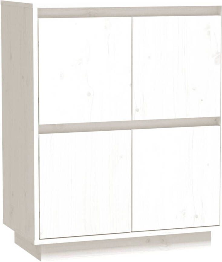 The Living Store Dressoir Grenenhout en MDF 60 x 34 x 75 cm Wit