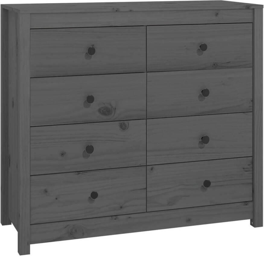 The Living Store Dressoir Grenenhout Grijs 100 x 40 x 90 cm Ruime opbergruimte