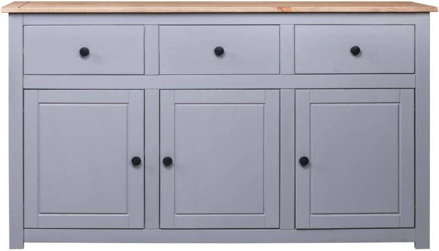 The Living Store Dressoir Grenenhout Grijs en Natuurlijke houtkleur 135x40x80cm 3 lades en 3 deuren