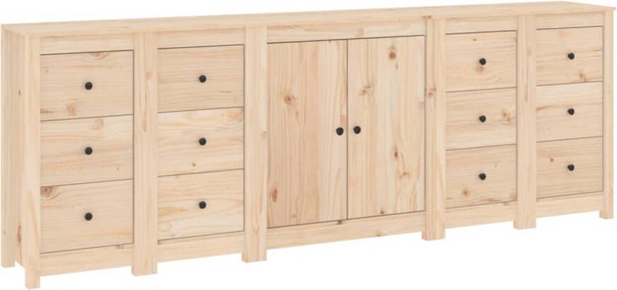 The Living Store Dressoir Grenenhout Massief Rustiek 230 x 35 x 80 cm Veel opbergruimte