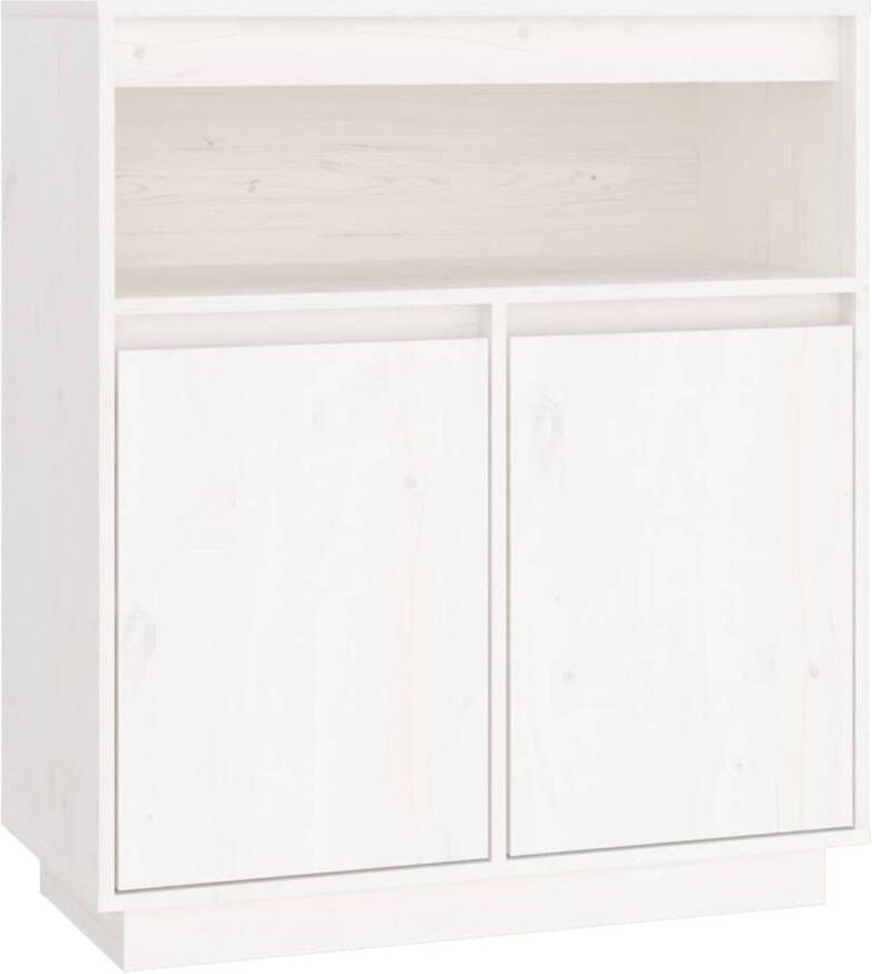 The Living Store Dressoir Grenenhout Wit 70 x 34 x 80 cm Rustieke uitstraling