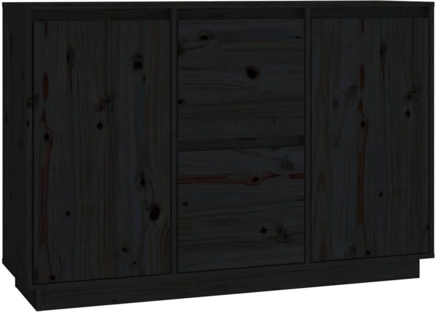 The Living Store Dressoir Grenenhout Zwart 111 x 34 x 75 cm Decoratief Praktisch