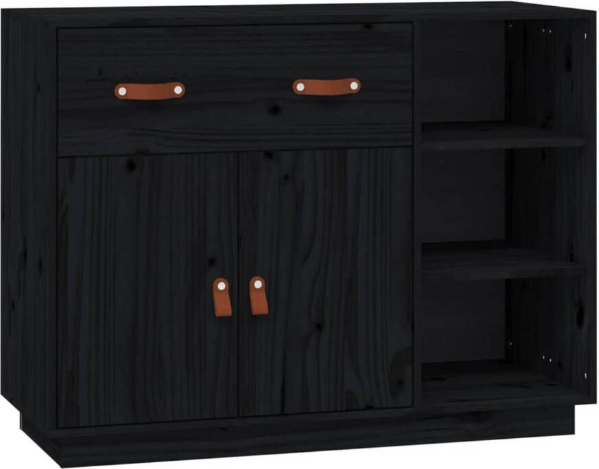 The Living Store Dressoir Grenenhout Zwart 98.5 x 40 x 75 cm Stabiel frame