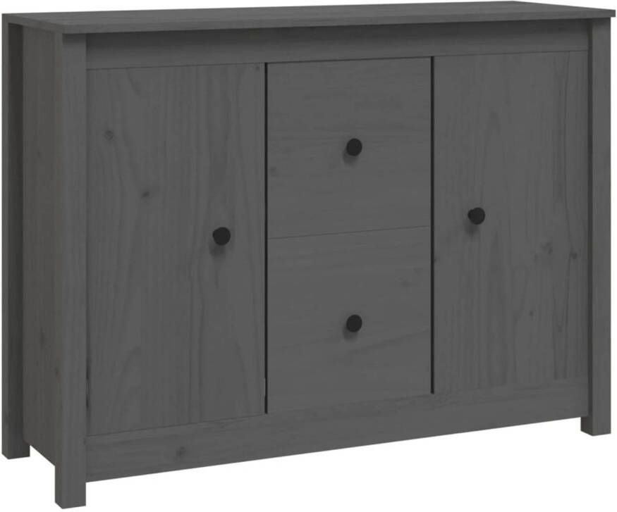 The Living Store Dressoir Grijs 100 x 35 x 74 cm Massief Grenenhout