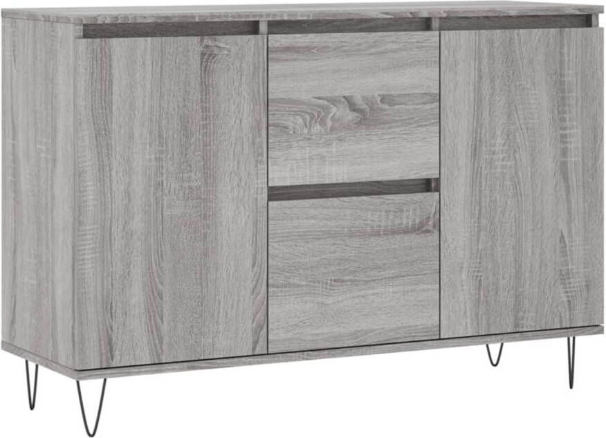 The Living Store Dressoir Grijs Sonoma Eiken 104 x 35 x 70 cm Bewerkt hout en ijzer