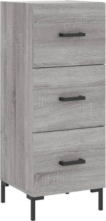 The Living Store Dressoir Grijs Sonoma Eiken 34.5 x 34 x 90 cm Metalen poten