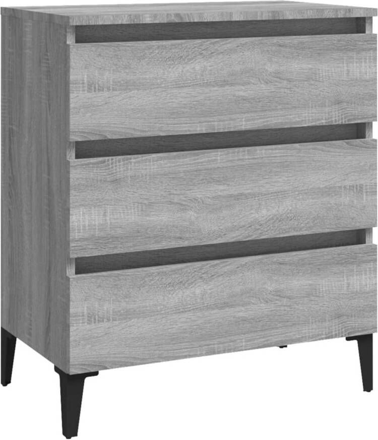 The Living Store Dressoir Grijs Sonoma Eiken 60 x 35 x 69 cm Met 3 lades