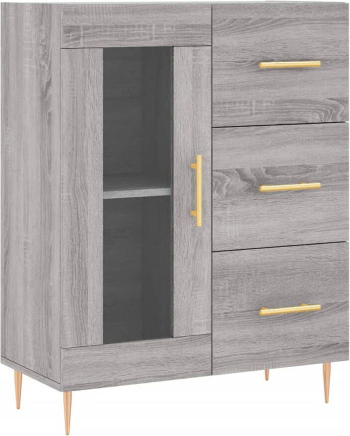 The Living Store Dressoir Grijs Sonoma Eiken 69.5 x 34 x 90 cm Bewerkt Hout