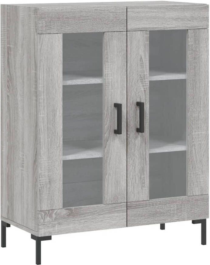 The Living Store Dressoir Grijs Sonoma Eiken 69.5 x 34 x 90 cm Bewerkt Hout en IJzer