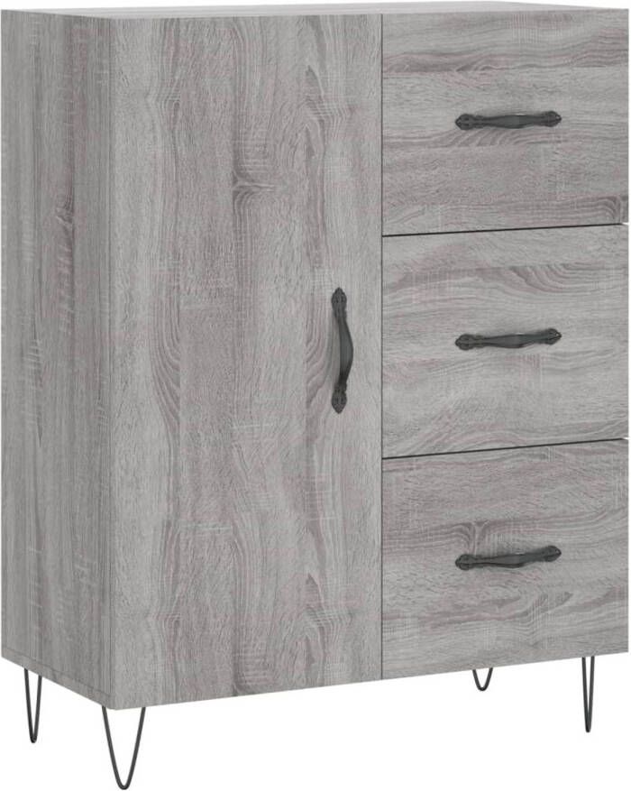 The Living Store Dressoir Grijs Sonoma Eiken 69.5 x 34 x 90 cm Opbergkast met 3 laden en 2 vakken