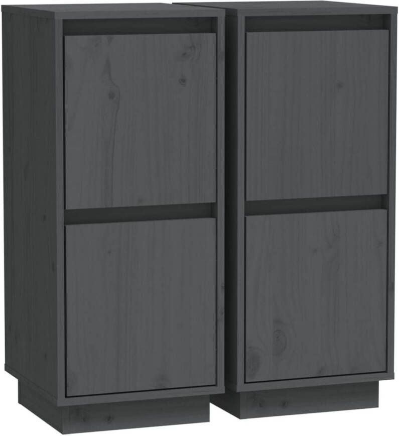 The Living Store Dressoir Grip Grey 31.5x34x75cm gemaakt van massief grenenhout en MDF