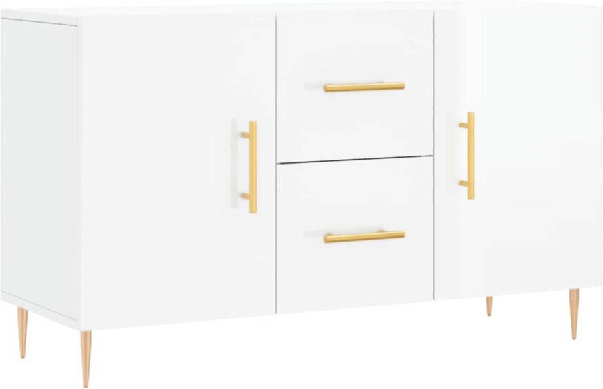 The Living Store Dressoir Hoogglans wit 100 x 36 x 60 cm Bewerkt hout en metaal