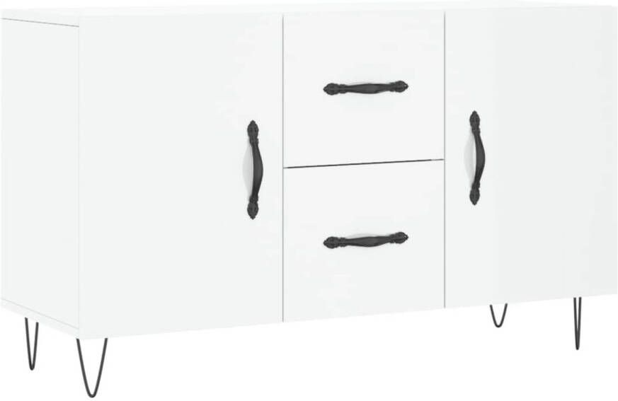 The Living Store Dressoir Hoogglans wit 100 x 36 x 60 cm Bewerkt hout en metaal