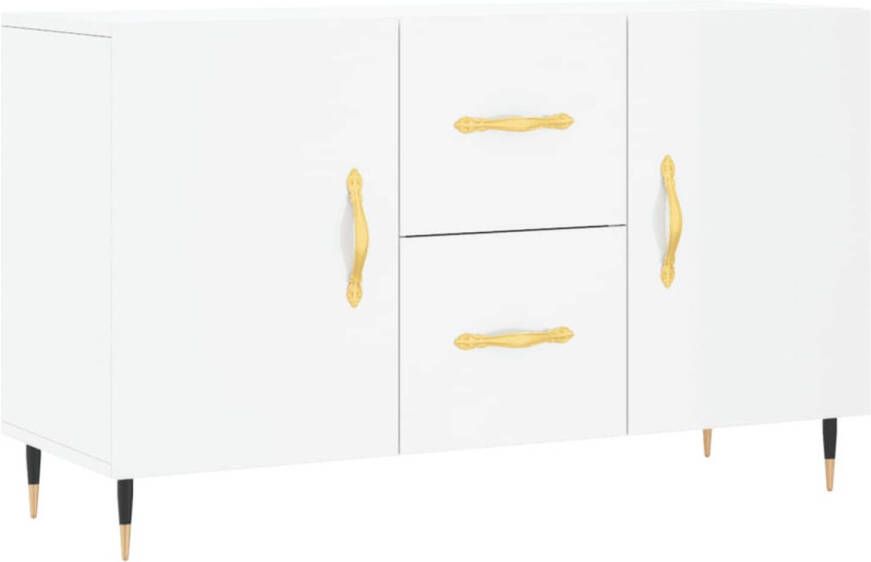 The Living Store dressoir hoogglans wit 100 x 36 x 60 cm opbergruimte metalen poten