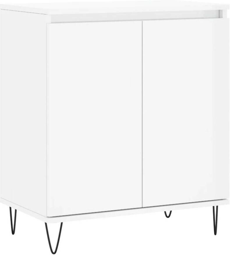 The Living Store Dressoir Hoogglans wit 60 x 35 x 70 cm Bewerkt hout en ijzer