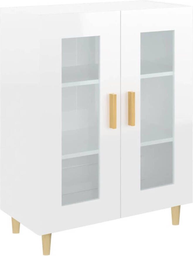 The Living Store Dressoir Hoogglans wit 69.5 x 34 x 90 cm 2 glazen deuren