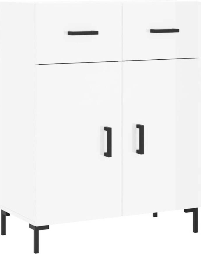 The Living Store Dressoir Hoogglans wit 69.5 x 34 x 90 cm Duurzaam bewerkt hout en metaal