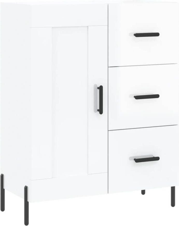 The Living Store Dressoir Hoogglans wit 69.5 x 34 x 90 cm Duurzaam hout en metaal