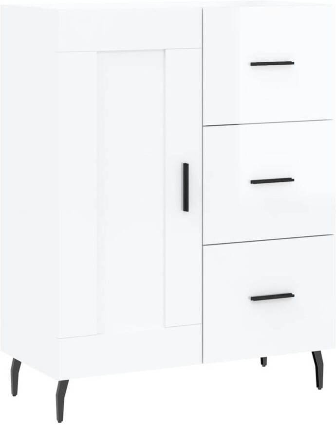 The Living Store Dressoir Hoogglans wit 69.5 x 34 x 90 cm Duurzaam materiaal