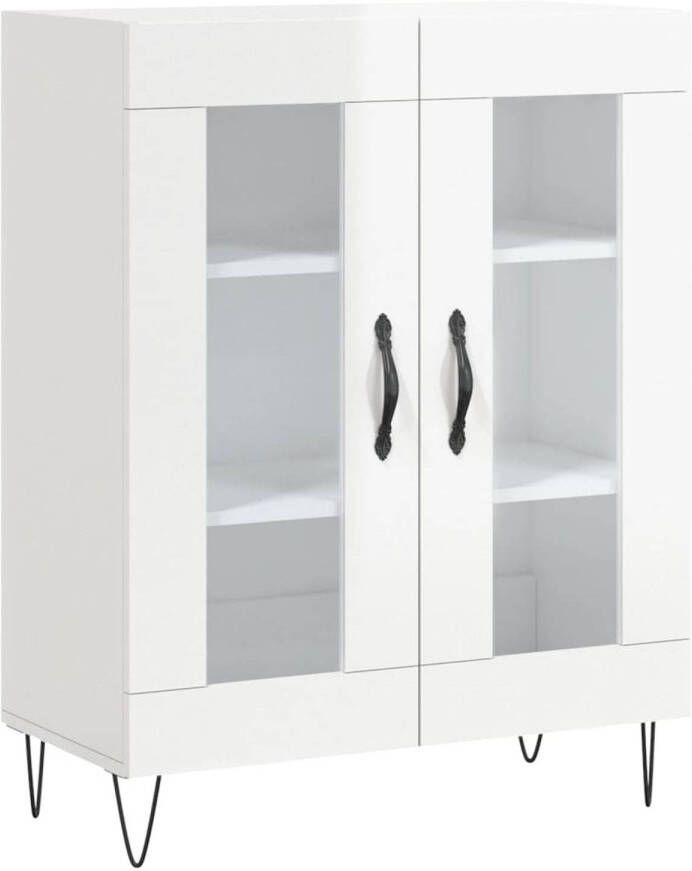 The Living Store Dressoir Hoogglans wit 69.5 x 34 x 90 cm Glas ontwerp