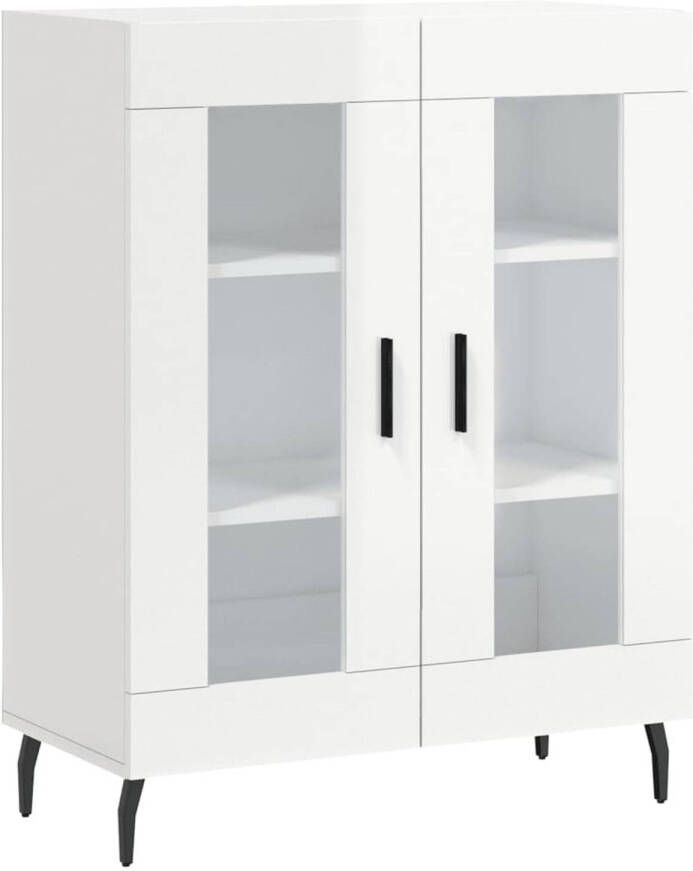 The Living Store Dressoir Hoogglans wit 69.5 x 34 x 90 cm Glas ontwerp