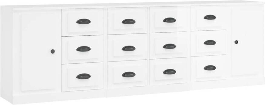 The Living Store Dressoir Hoogglans wit 70 x 35.5 x 67.5 cm 3 x dressoir