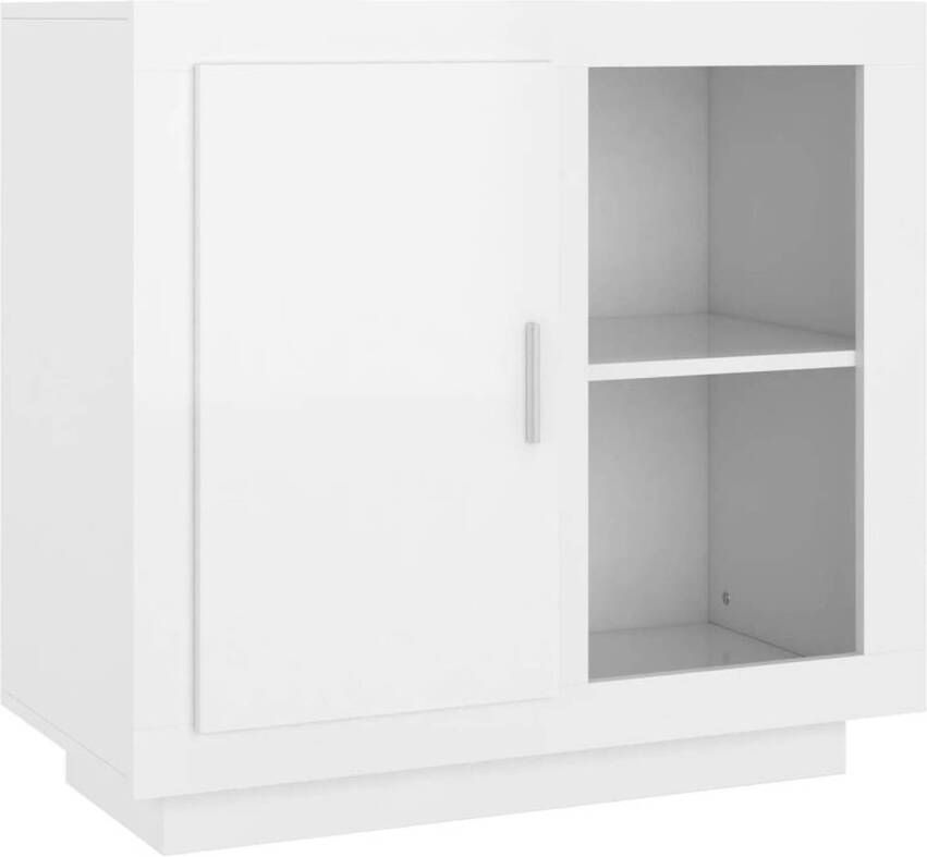 The Living Store Dressoir Hoogglans Wit 80 x 40 x 75 cm Bewerkt Hout