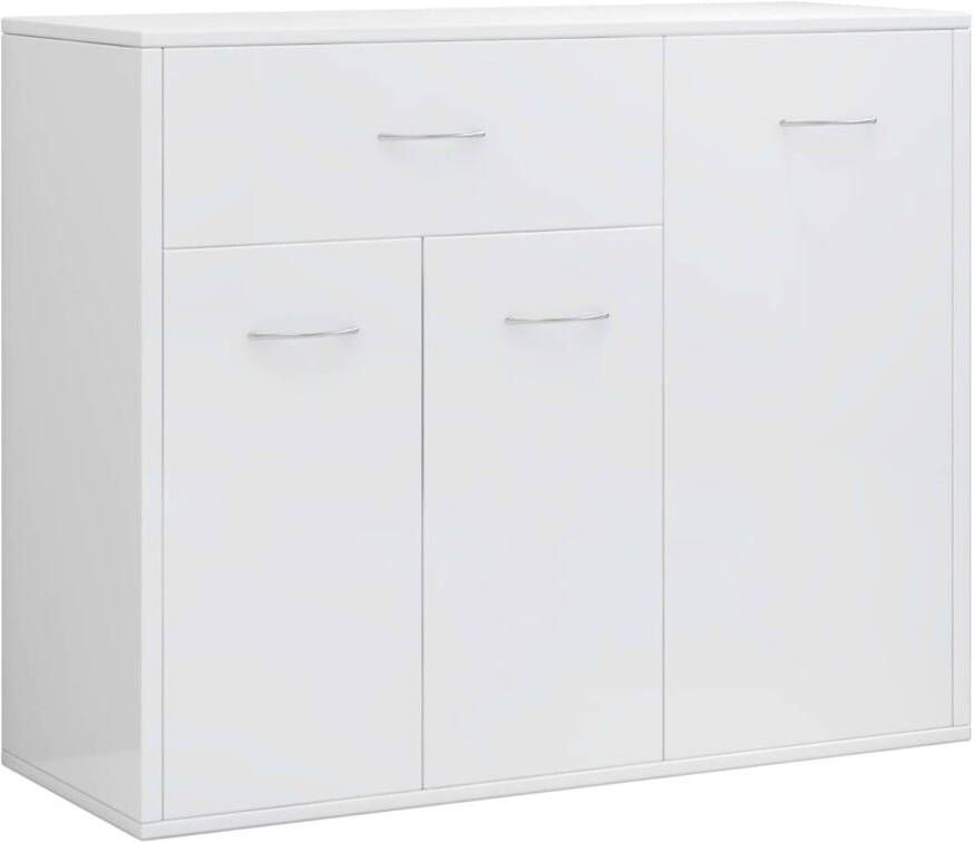 The Living Store Dressoir Hoogglans wit 88 x 30 x 70 cm Met 1 lade en 3 deuren