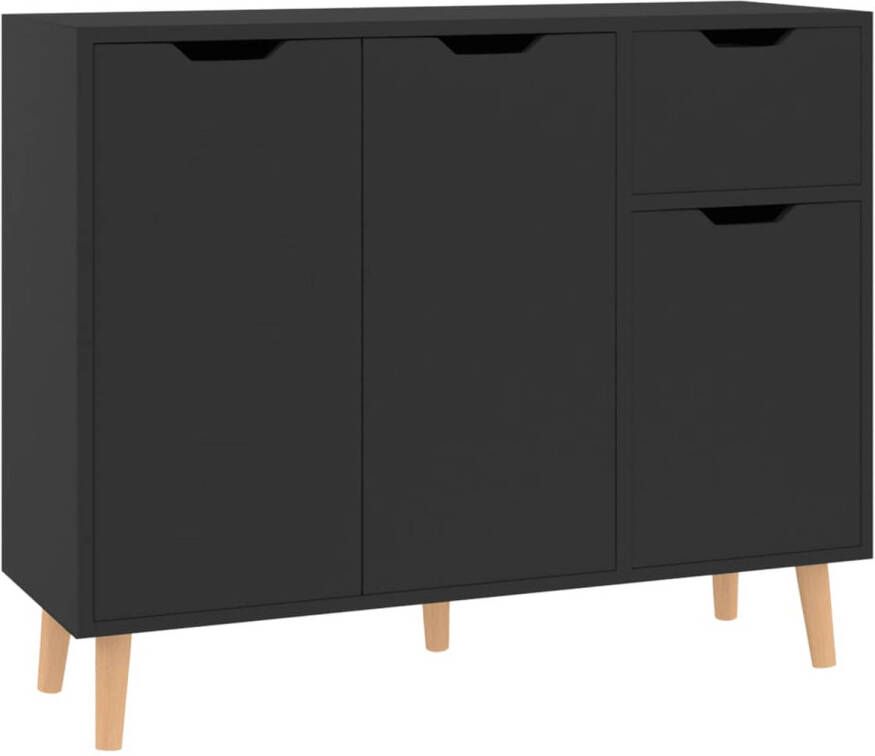 The Living Store Dressoir Hoogglans zwart 90 x 30 x 72 cm spaanplaat