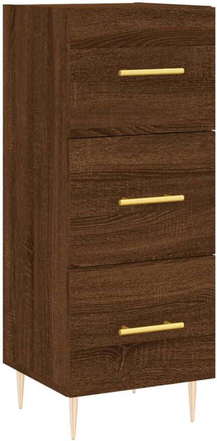 The Living Store Dressoir Hout en Metaal 34.5 x 34 x 90 cm Bruineiken