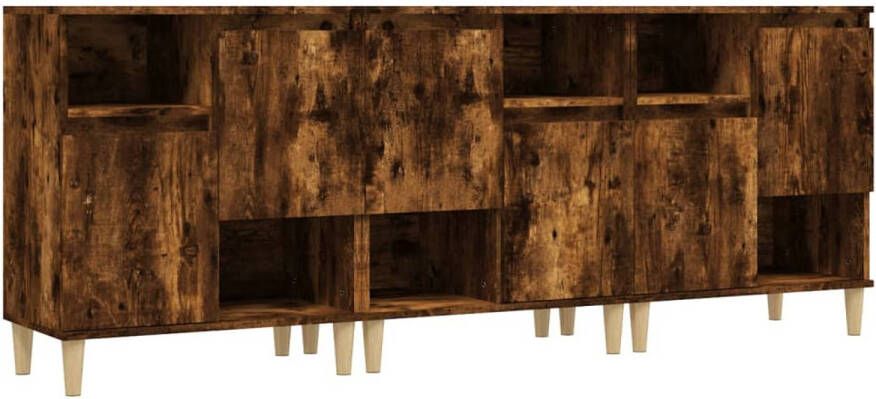 The Living Store Dressoir Houten Poten 60 x 35 x 70 cm Gerookt Eiken