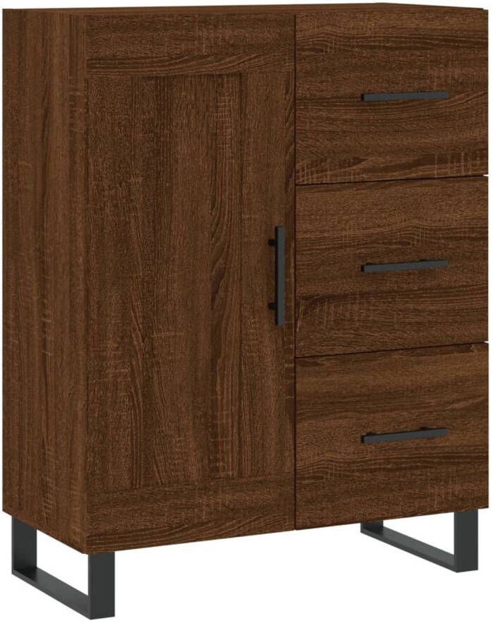 The Living Store Dressoir Industrial Bruineiken 69.5 x 34 x 90 cm Duurzaam hout en metaal