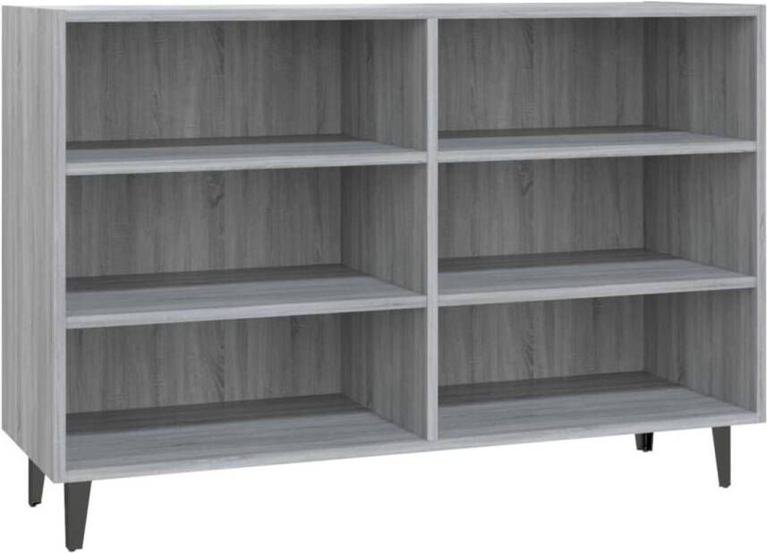 The Living Store Dressoir Industrieel Grijs Sonoma Eiken 103.5x35x70 cm Met 6 schappen