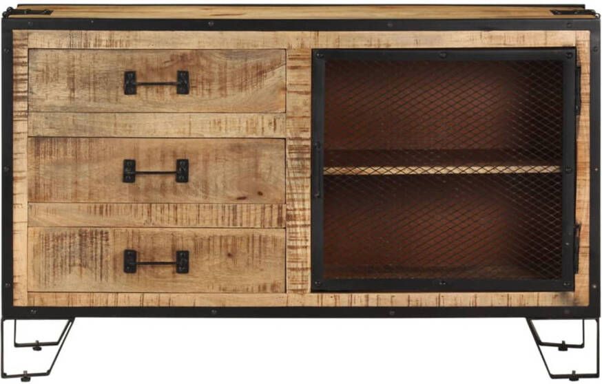 The Living Store Dressoir Industriële Stijl 100 x 31 x 60 cm Staal Mangohout