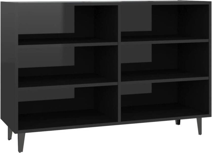 The Living Store Dressoir Industriële Stijl 103.5 x 35 x 70 cm Hoogglans Zwart